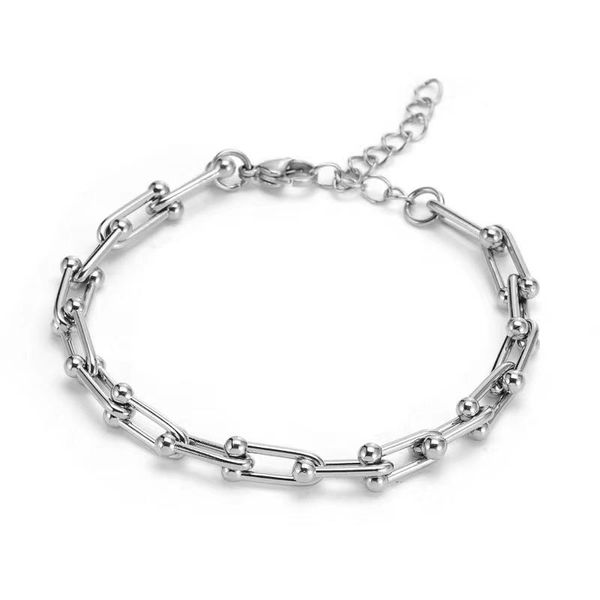 Pulseiras runda pulseira de aço inoxidável masculino link corrente níquel livre tamanho ajustável 21cm moda jóias pulseira marca luxo para mulher