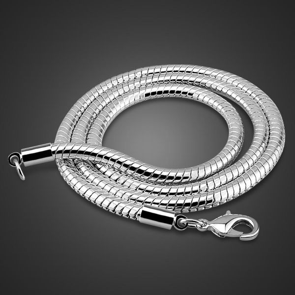 Halsketten Mann Mode100 % 925 Sterling Silber Halskette Anhänger Persönlichkeit männliche solide Silber Halskette 4mm 56cm Schlangenkette Silberschmuck
