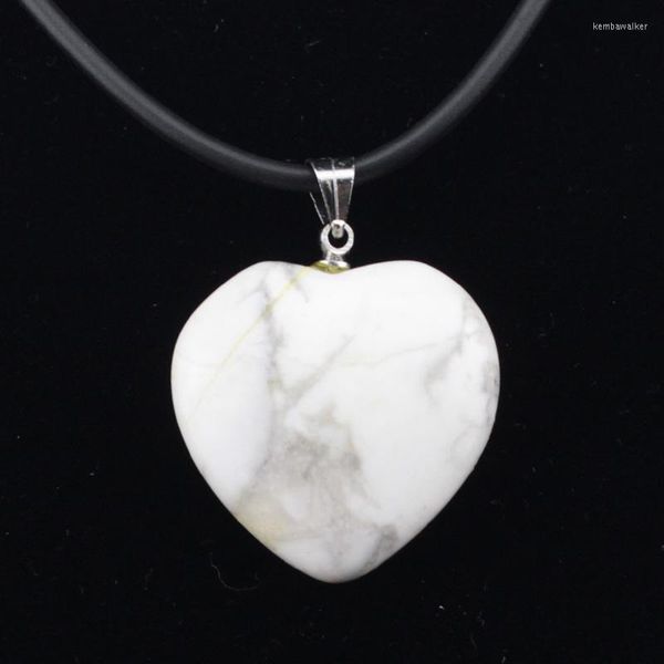 Branelli naturali della pietra di Howlite di figura del cuore delle collane 25x25mm del pendente per il regalo della donna Commercio all'ingrosso!