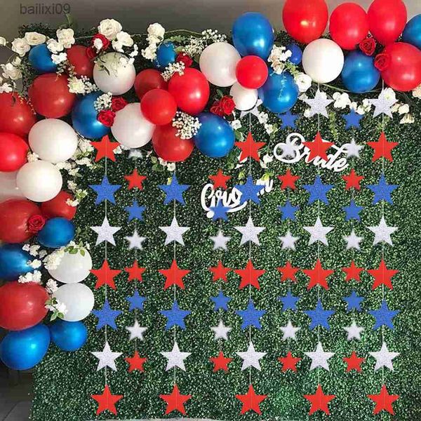 Decoração de festa Independência Dia American Star Paper Garland pendurando decoração pendente para DIY Party EUA 4 de julho Ornamento Decoração de Natal T230522