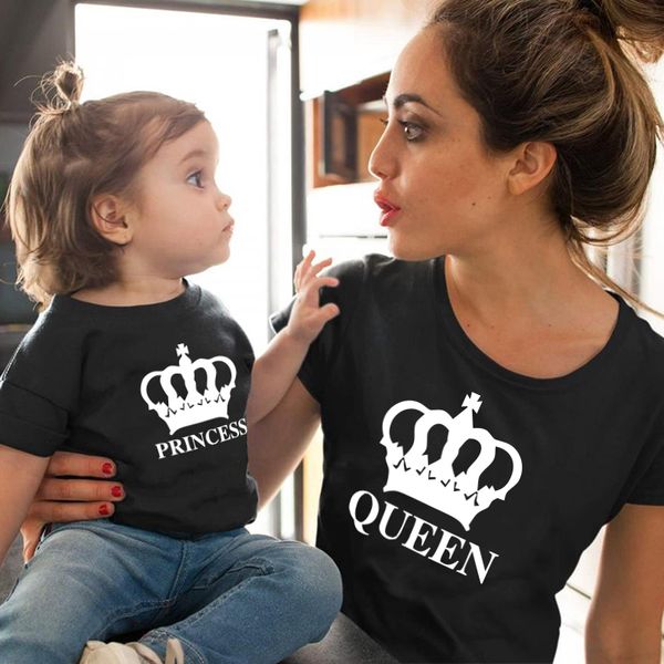 Passende Familienoutfits Kronprinzessin Passende Familienkleidung Mama und ich Kleidung Mutter Tochter passende Kleidung Mama und Baby Mädchen Baumwoll-T-Shirt 230522