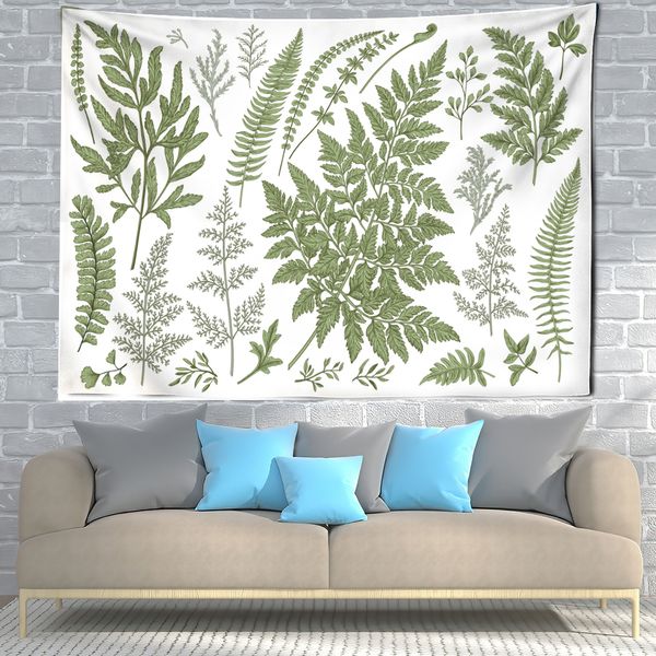 Vintage Green Plant Tapestry Background Wall Decoration Tapestry Picnic Mat Asciugamano da spiaggia Camera da letto Estetica Decorazioni per la casa