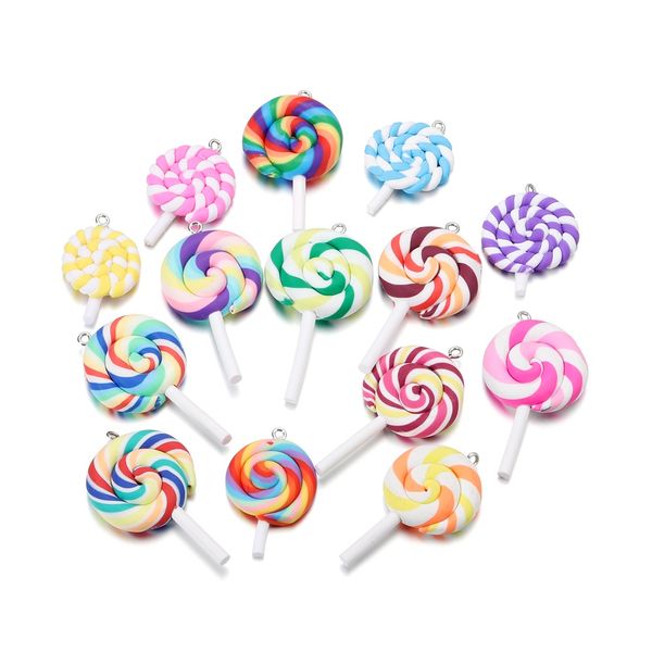 10pcs/lote fofo Candy Color Marshmallow Polymer Clay Charms Brinchand Pinglering Kichain para artesanato de jóias DIY Fazendo acessórios