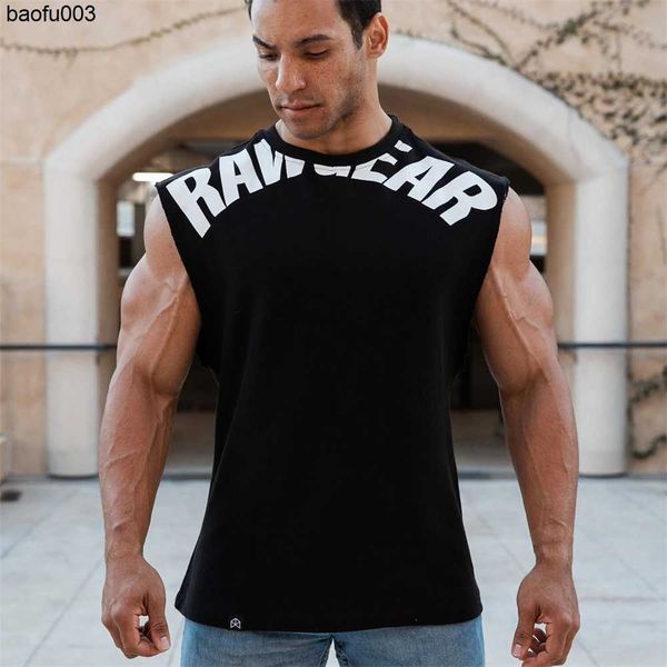 T-shirt da uomo Nero Bodybuilding Canotte Uomo Palestra Fitness Camicia senza maniche in cotone Maschile Estate New Casual Canotta Vest Crossfit Abbigliamento di marca J230522