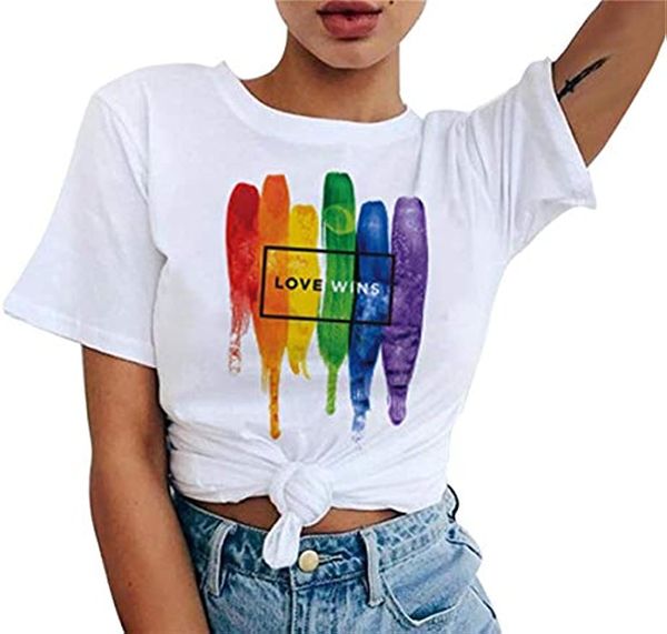 Designer Men Men Men New T-shirt Smile Fish Women Women Crewneck Camisetas Rainbow tops gráficos de manga curta de manga curta