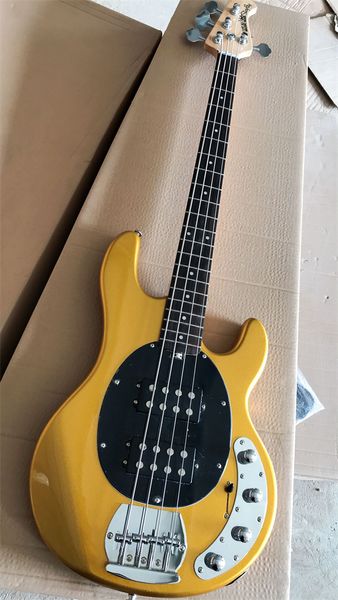 Hochwertige 4-saitige Music Man Ernie Ball Sting Ray E-Bass-Gitarre Golden CS Blau Grün Weiß Schwarz Musicman 9V Batterie Aktive Humbucker-Tonabnehmer
