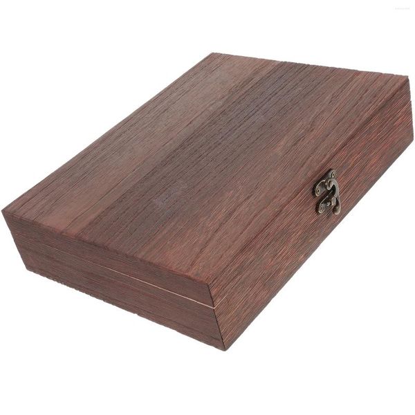 Caixas de embrulho de presente tampas da caixa de jóias retro capa de madeira de madeira de madeira de madeira vintage feita à mão