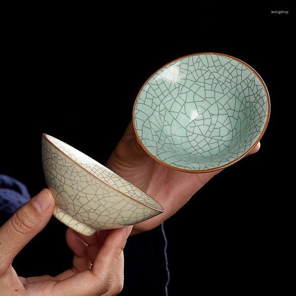 Tazze Piattini 1 pz Crackle Style Tazza da tè in ceramica Espresso Vintage Celadon Tazza da tè Tazza di porcellana Tazza per uso domestico Ciotola all'ingrosso