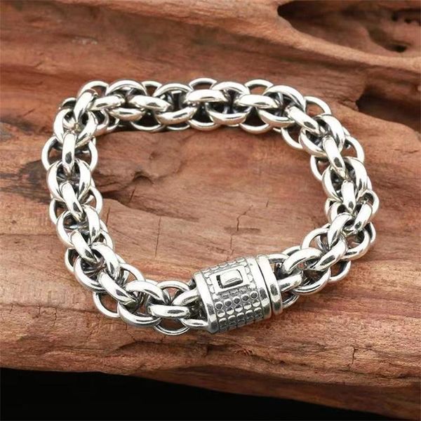 Armreifen Luxusschmuck S925 Sterling Silber Thai Silber Armband Vintage handgeflochtene Herrenkette Dominierende Geschenke für den Freund