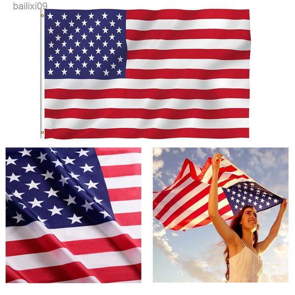 Decorazione per feste Bandiera americana Bandiere nazionali per paesi 3x5 FT Decorazione in poliestere Bandiera USA America T230522