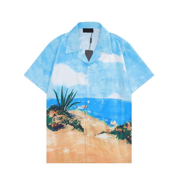 Mens designer de luxo camisas camisas camisa de seda roupas de luxo manga curta carta clowers estampa casual gola de verão mens mix cores tamanho M-3XL A24