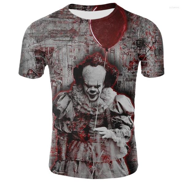 T-shirt da uomo 2023 T-shirt casual 3D da uomo Harajuku Clown Stampa Halloween Street Wear Moda Donna Estate