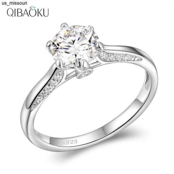 Кольца Band Rings Luxury Round 1ct Moissanite 925 Серебряный серебряный серебряный белый золото ювелирные украшения ореол свадебное кольцо с бриллиантовым кольцом для женщин J230522