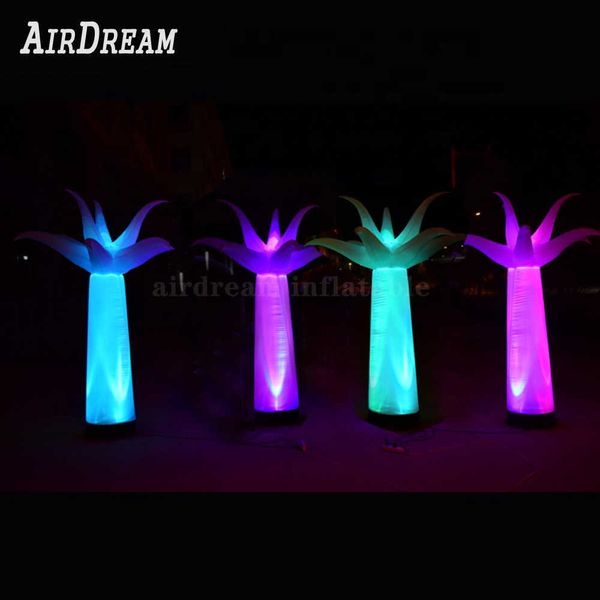 Frete grátis gigante colorido em pé de LED inflável Palm árvore iluminada Tubo de coluna de flores para decoração de eventos de festa de casamento