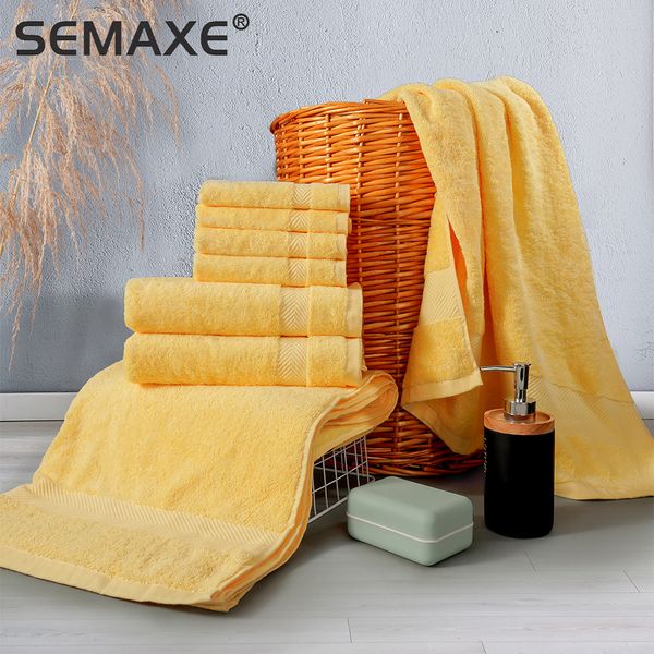 Semaxe Luxury Bath Setter, 2 больших полотенец для ванны, 2 полотенца для рук, 4 мочалки. Хлопок с высоким содержанием впитывающих полотенец в ванной (упаковка из 8)