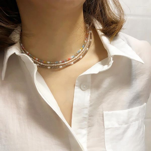Commercio all'ingrosso misto dei monili della collana della donna delle perle di cristallo multicolori delle catene