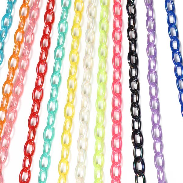 5-10pcs 50cm colorido link acrílico Cadeia de clasp de lagosta plástica para jóias DIY Fazendo cadeias de pulseira de colar de chaves de chaves de chaves