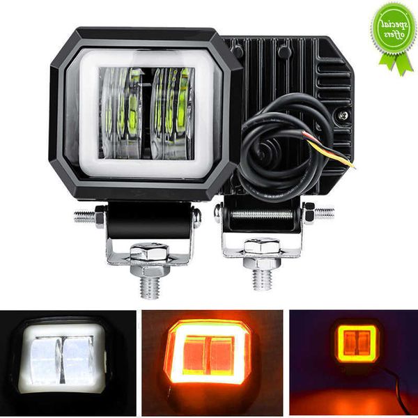 Car New 12V 24V Led Work Light Bar 6500K Square Angel Eyes Fendinebbia per auto Moto Off Road Accessori 4x4 Truck Boat UAZ ATV