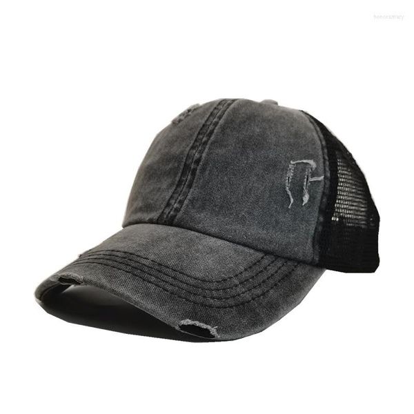 Berretti da donna Cappelli da chignon alti e disordinati Moda Distressed Baseball Unconstructed Washed Dad Hat Girls Trucker Pony