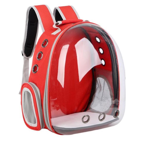 Vestuário para cães gatos espacial transparente saco de ombro respirável Pet do lado de fora da viagem portátil Carry Carry Mackpack Dogs carregando gaiola vermelha