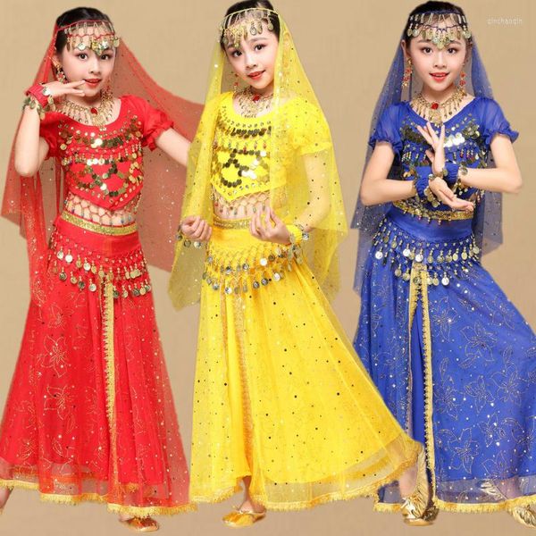 Abbigliamento da palestra Costumi di danza del ventre per bambini Spettacolo egiziano per ragazze Abiti da festa Abbigliamento da Bollywood Costume orientale di Halloween