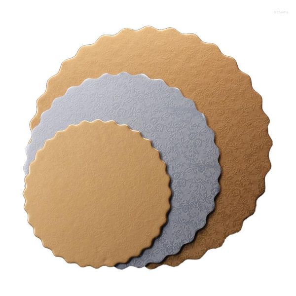 Backformen Meibum Spitze rund Kuchen Pappe golden silber rechteckig Einweg-Gebäck Grundplatte Dekorationen Displays Tablett Pappe