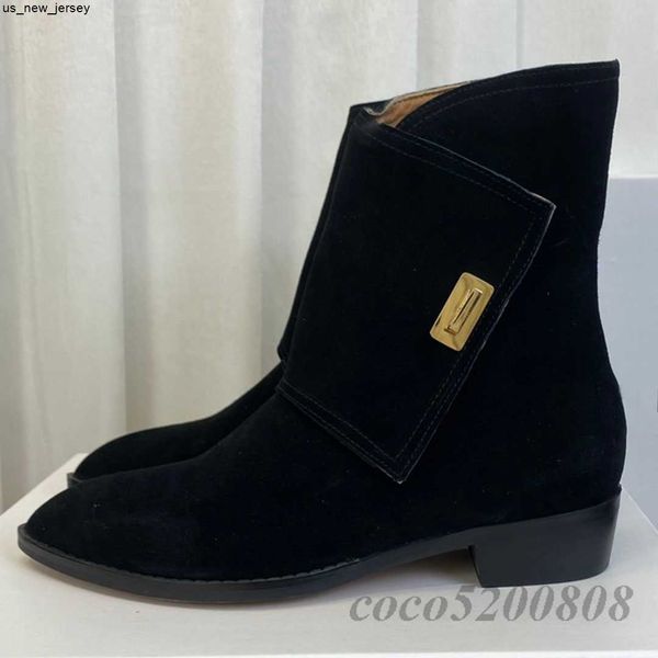 Scarpe eleganti Stivaletti da donna Moda in vera pelle scamosciata Donna Chelsea Boot Scarpe a punta per le donne Lock Catch Decor Stivali concisi J230522