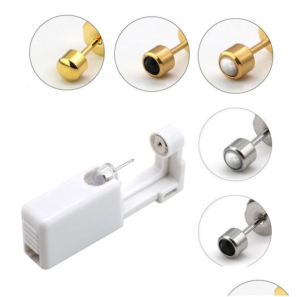 Vücut Sanatları Tek Kullanımlık Steril Kulak Piercing Ünitesi Sanat Kıkırdak Tragus Helix Tabanca Ağrı Piercer Aracı Hine Kit Stud Diy Takı Drop de Dhcde