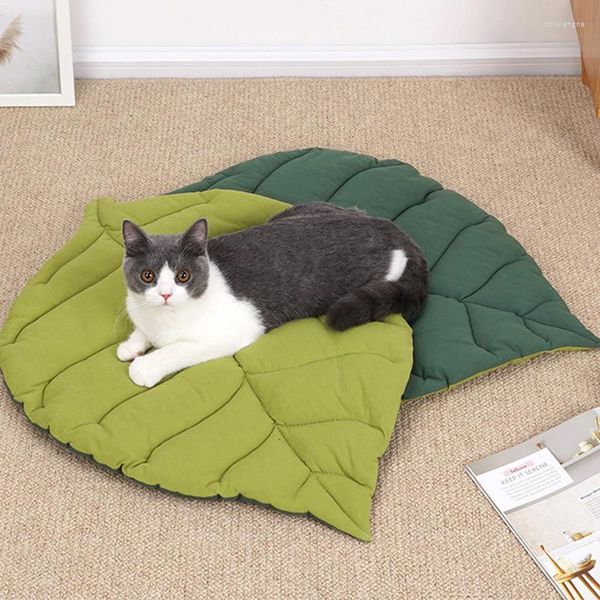 Casas de gato Cama tapete macia almofada para forma de folha Máquina lavável colchão grande grande cães pequenos médios tapetes gatos produtos para animais de estimação