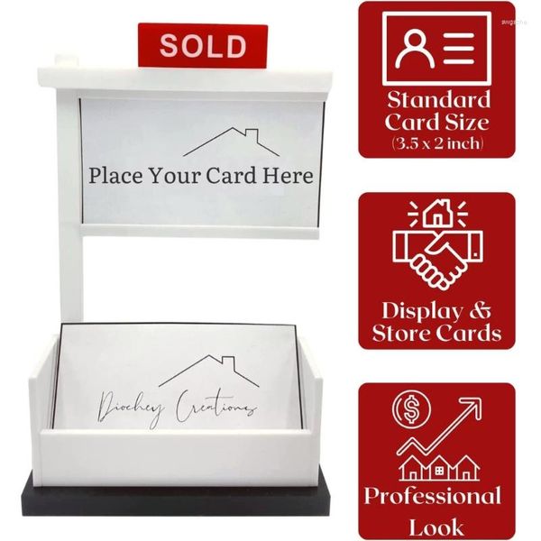 Geschenkpapier-Visitenkartenhalter für den Schreibtisch, Acryl-Displayständer, Büro-Desktop-Namens-Organizer-Box