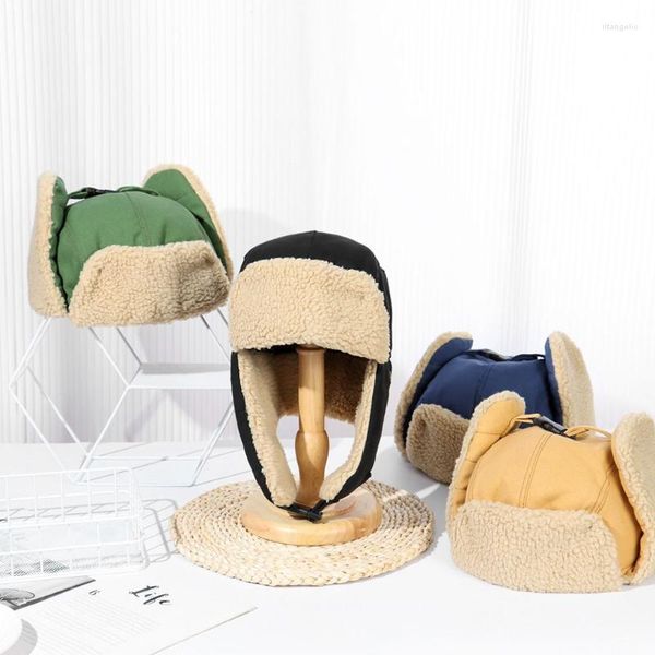 Boinas de moda homens homens caçadores de bombardeiros russo ushanka quente inverno pêlo flapa de esqui chapéu de neve tampa de neve bonnetberets