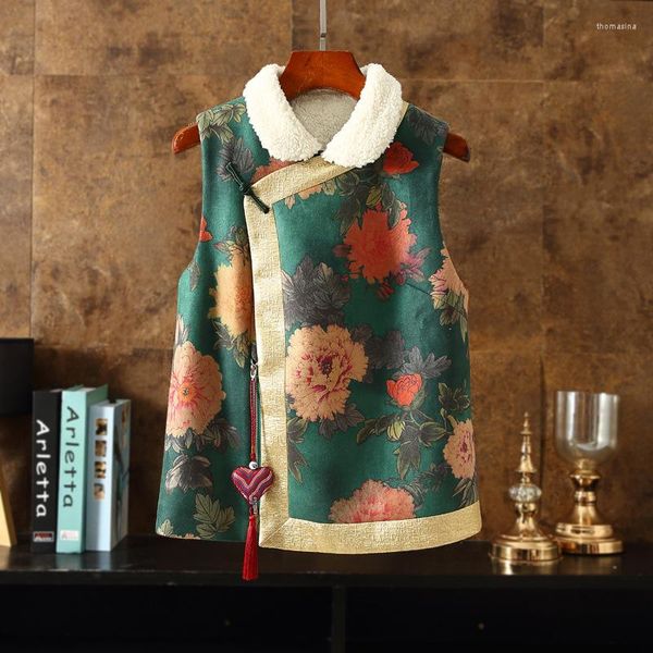 Roupas étnicas China Modern Modern Women Women Vintage Tang Suit Coloque Coloque Chinês Roupas Autumn Winter Flock