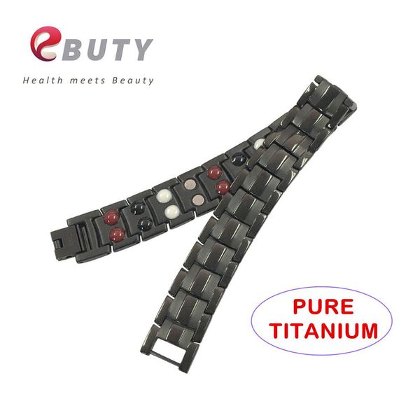 Armbänder EBUTY Titan-Magnetarmband mit FIR-Germanium-Anionen Gesundheits-Energie-Armbänder Armreifen Bestes Geschenk mit Verpackungsbox