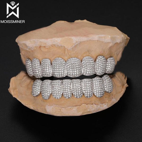 Cavigliere personalizzate Moissanite S925 argento denti Grillz argento vero diamante Bling griglie per denti per uomo donna gioielli di fascia alta test di passaggio