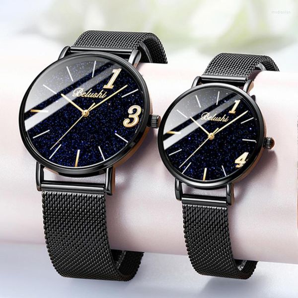 Armbanduhren 2023 Belushi Top Simple Business Damenuhr Paar Uhren Paar Männer und Frauen Sternenhimmel Liebhaber Armbanduhr Reloj
