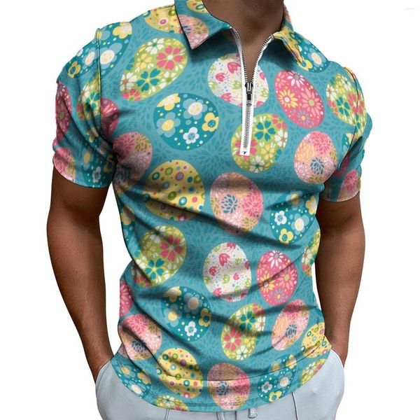 Polo da uomo Giorno di Pasqua T-shirt casual Uova colorate Stampa Polo Camicia vintage Design a maniche corte quotidiano Abbigliamento di grandi dimensioni