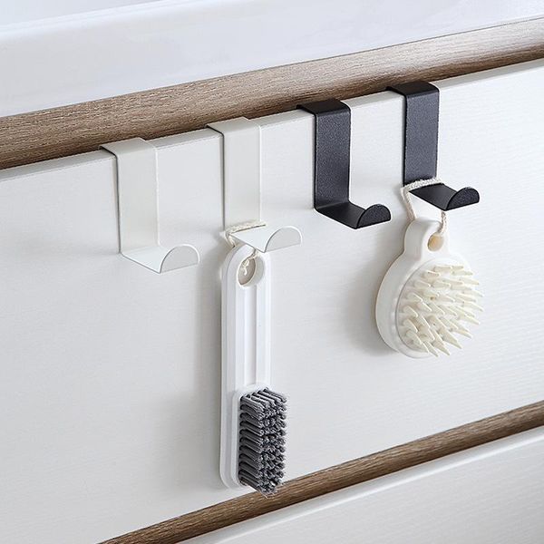 Крюки 1pcs Door Hanger крюк из нержавеющей стали кухонный шкаф на тканевый удар бесплатно держатель для ванной комнаты Multi