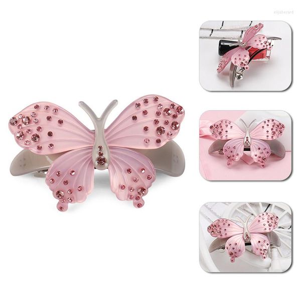 Haarspangen, koreanisches Acryl, niedlicher Schmetterling, rosa Strass, Haarspangen-Zubehör