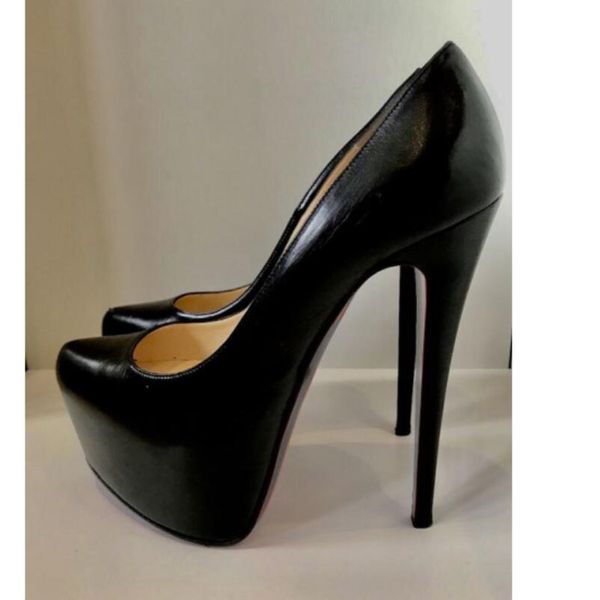 Snc 16cm Red Bottom Shoes Platform Pumps Sexy Black Matte Leather Party Dress Heels Luxury Brand High Heels Red Soles Club Wearing Shoes 34-45
