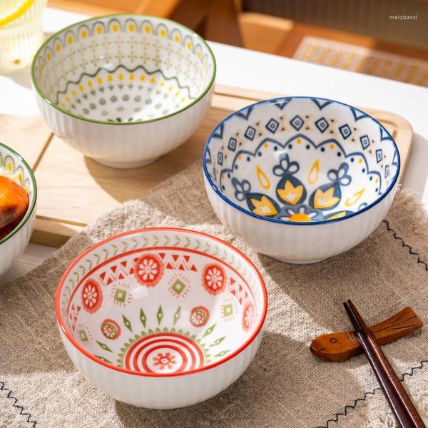 Tigelas de 4,5 polegadas pratos de tigela de cerâmica para servir utensílios ramen utensílios de mesa de porcelana salada de sopa de sopa de fruta boêmio boêmio