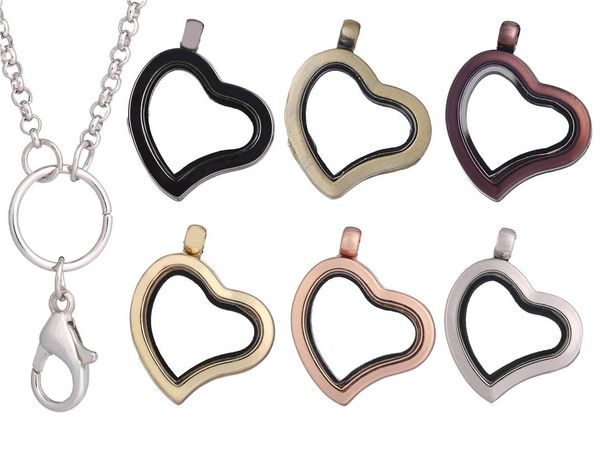 Halsketten 10 Stück Vintage schlichtes Herz Liebesförmiges Glas Memory Living Medaillon Anhänger Halsketten für Frauen Party Geschenk Schmuckherstellung Zubehör