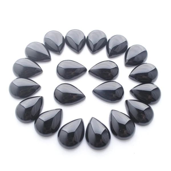 Свободные драгоценные камни Натуральная черная агата -слеза 13x18 мм кабочон без отверстий для бусин для ювелирных изделий изготовления серьгов.