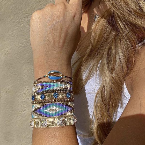 Braccialetti zhongvi miyuki braccialetti di moda messicana pulseras femme gioielli di rinestone braccialetti malvagi donne donne guscio di moda regalo