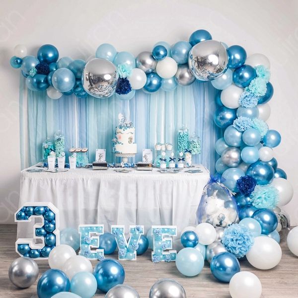 Outros suprimentos de festa de evento Balas de balão azul kit de arco de 1º aniversário decoração infantil decoração de aniversário de casamento látex baloon oh chuveiro de bebê menino globos 230523