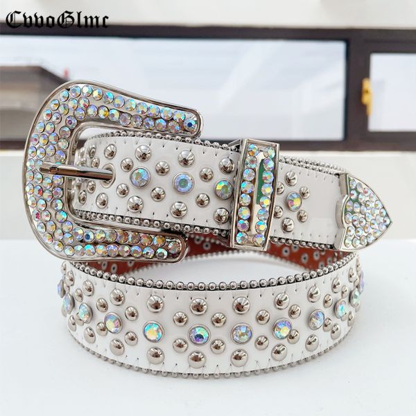 Andere Modeaccessoires Punk Dark Belt Black Strap Diamonds Bing Belts Western Cowboy Crystal Studded Cinturones Para Mujer Für Y2K Men Women 230523