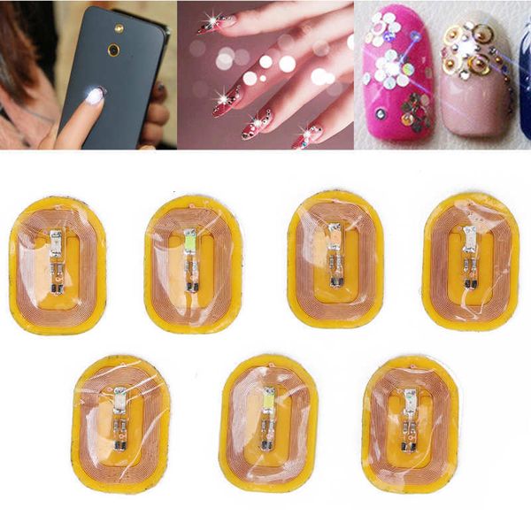 Adesivos decalques 7pcs brilhando nfc iluminação unhas de unhas diferentes cores auto adesiva inteligente 230522