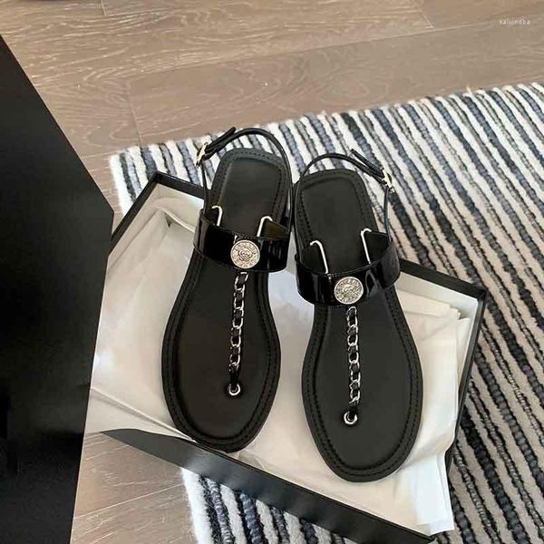 Sandali Tacco Grosso Perizoma In Metallo Impreziosito Roman Tacchi Alti Una Parola Cintura Open Toe Scarpe Da Donna Sandalias Mujer Verano