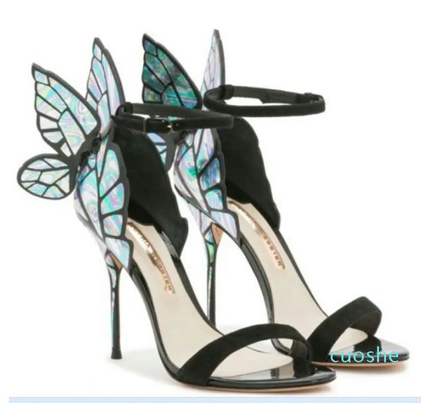 Kleidschuhe Echtes Leder Pumps Schmetterling High Heel Sandalen für Frauen Sexy Stiletto Schuhe