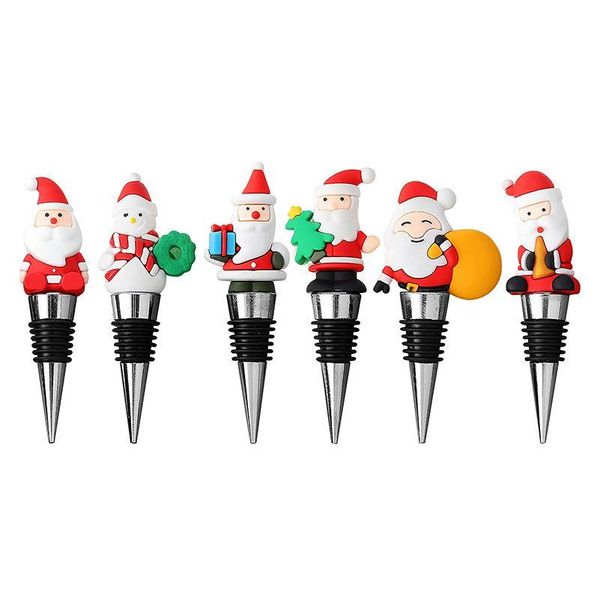 Bar ferramentas de barra Cartoon Santa Wine Stoppers Decorações de festa de Natal Metal Champagne Corks 7 Styles Drop Deliver