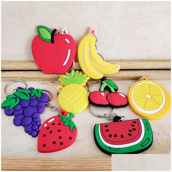 Chaços de chaves de fruta simatada Keychain Creative Watermelon STBERRY PVC BACA PENENTE PENENTE PENENTE DA CHEYRING DROP DIVER DO DHGRZ